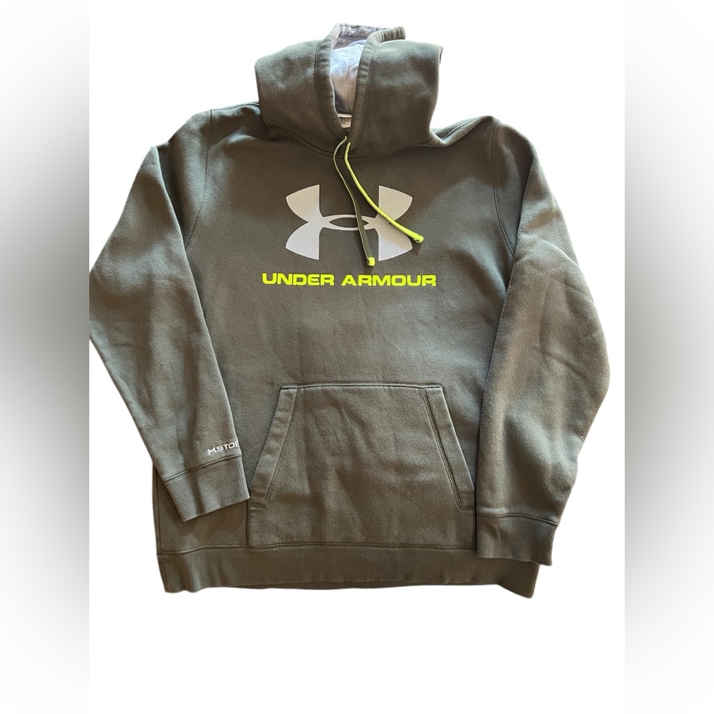 EUC~ Mens XL Under Armour green logo hoodie.